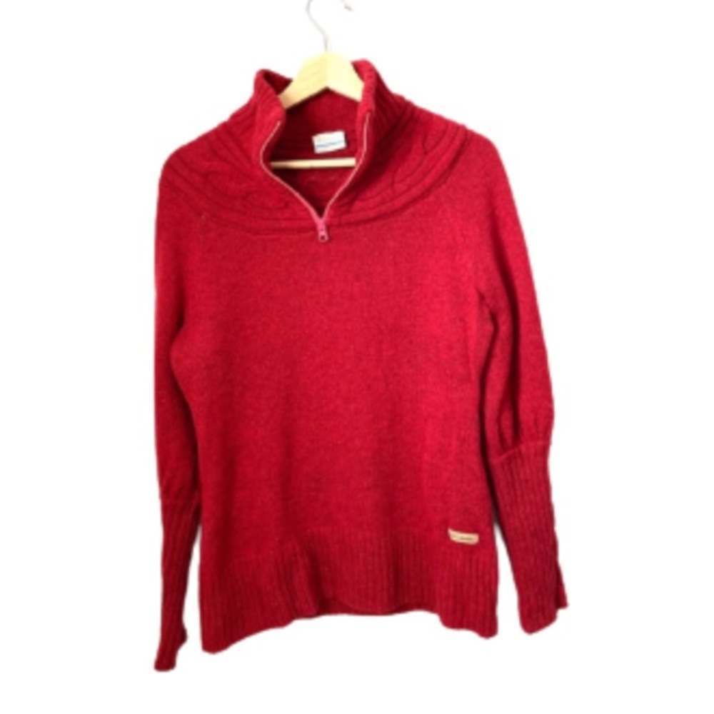 Columbia Sweater Womens Medium Red She Pines for Alpine 1/4 Zip Gorpcore Outdoor